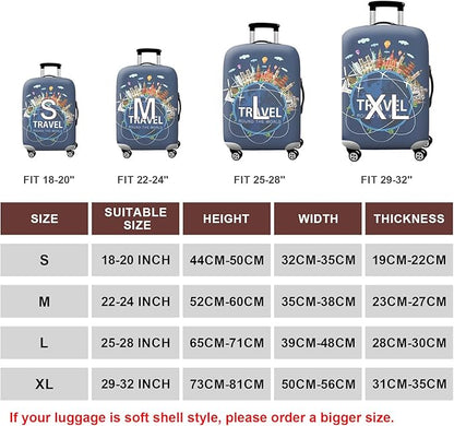 WUJIAONIAO Travel Luggage Cover Baggage Suitcase Cover Protector Skins 18-32 Inch (A9 TRAVEL, M (for 22-24 inch luggage))