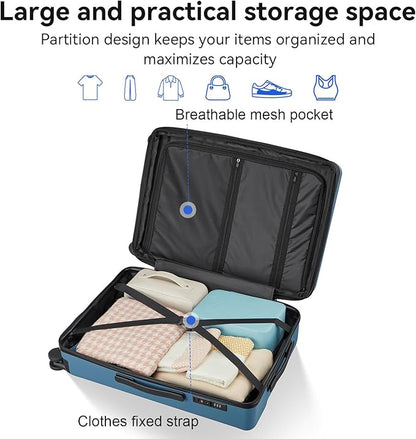 Travel Suitcase Sets 3 Piece, Expandable Hardshell Luggage Sets 3pcs with TSA Lock Spinner Wheels, Blue (20''/24''/28")