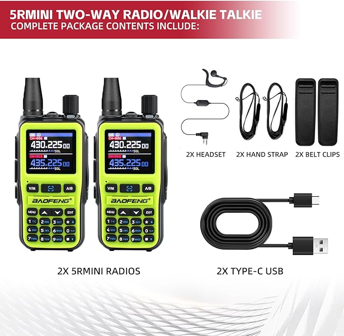 BAOFENG UV5RMINI Two Way Radio NOAA Weather Radio Dual PTT 999CH Survival Radio APP Programming Copy Frequency Ham Radio