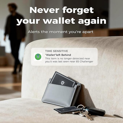 Wallet Tracker Card (iOS Only),Ultra Slim 0.07in,Rechargeable Bluetooth Tracker, IP68 Waterproof,Wireless Charging, Smart Location Finder for Keys, Wallet, Passport, Luggage Tags （2- Pack）