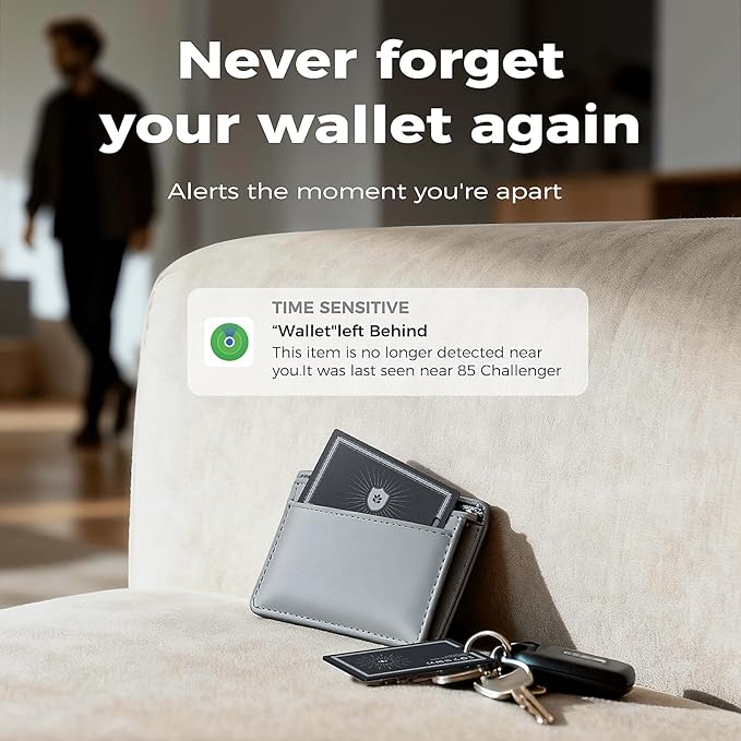 Wallet Tracker Card for Apple Find My (iOS Only) - Ultra Slim Rechargeable Bluetooth Tracker, IP68 Waterproof Smart Finder & Item Locator for Keys, Wallet, Bags, Passport, Luggage Tags（1- Pack）