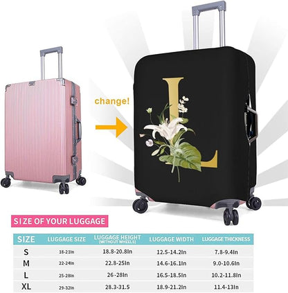 Decorative L Suitcase Protectors Elastic Washable Luggage Covers With Concealed Zippers For 18-32 Inch Luggage (Size L: Fits 25-28 Inch)