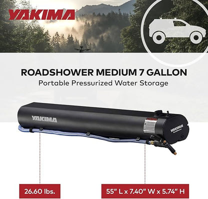 Yakima RoadShower Portable Aluminum Pressurized Water Storage with Garden Hose Adapter and 2 Outlet Water Ports