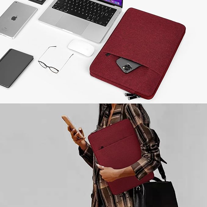 Laptop Sleeve Case for MacBook Pro 14 inch M3/M2/M1 Chip Pro/Max A2918 A2992 A2779 A2442 2025-2022, Surface Laptop 6 5 13.5" Water-Resistant Computer Bag with Accessory Pocket -Wine Red