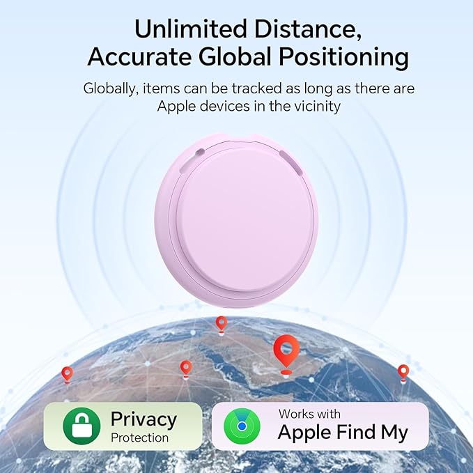 4 Pack Tags Tracker [Apple MFi Certified] Pair with Apple Find My(iOS Only) Air Smart Bluetooth Key Tracking Tags Item Finders Waterproof Worldwide Located Devices for Pet Wallet Backpack Dogs Luggage