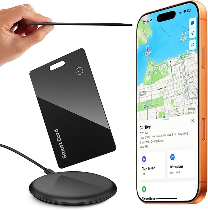 Upgrade Wallet Tracker Card,Ultra-Thin Air Tag Wallet Finder, GPS Tracker Item Locator Battery Smart Card IP68 Waterproof,Work with Apple Find My APP, iOS Only