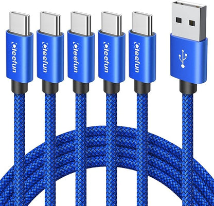 CLEEFUN USB C Cable 3ft, 5-Pack USB A to Type C Charger Cord Fast Charging for iPhone 17 16 15 Pro Max Air Plus, for Samsung Galaxy S25 S24 S23 S22 S21 S20 S10 A17 A16 A15 A56 A55 A26 A35 A36 A71