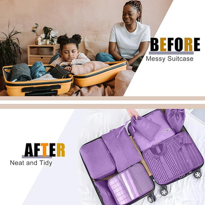 Packing Cubes for Travel - 8 Set Luggage Organizer Bags for Family, Mesh Breathable Packing Cubes for Suitcases Durable Travel Essentials Bags Set