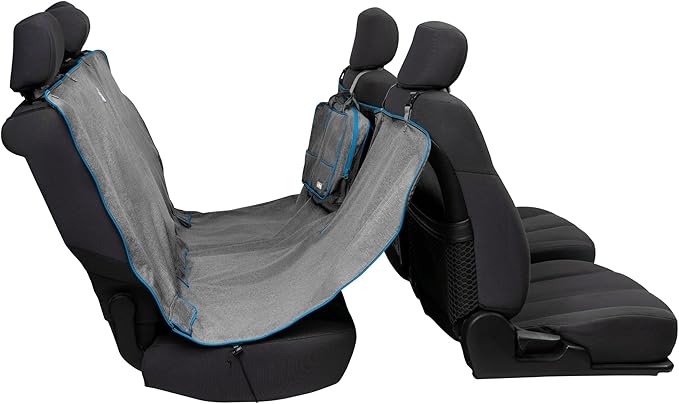 Kurgo Heather Hammock - Full Seat Dog Hammock for Secure Pet Travel - Waterproof & Stain Resistant Cover - Backseat Divider - Dog Car Seat Protector - Heather Gray