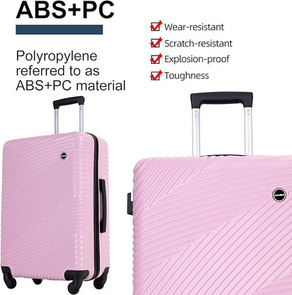 Travelhouse Luggage Sets, Expandable Hardside Suitcases 24in/28in, Carry on 20in,3 Piece Set Travel Luggages Clearance with Double Spinner Wheels TSA Lock Lightweight (PINK)
