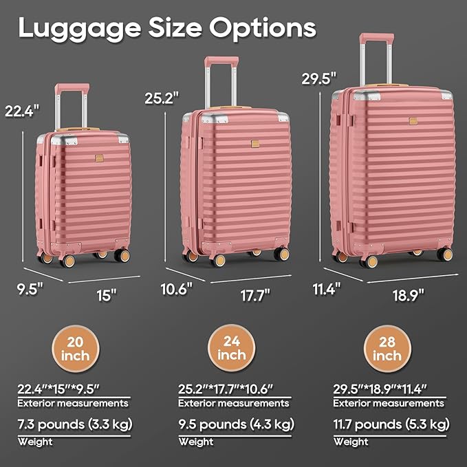 Joyway Carry On Luggage, 20 IN Suitcase Hardside Checked with TSA Lock (Rose Gold, 20'')