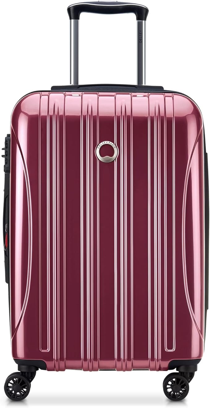 DELSEY PARIS Helium Aero Hardside Expandable Luggage with Spinner Wheels Carry-On Luggage, Peony Pink, Carry-On 21 Inch