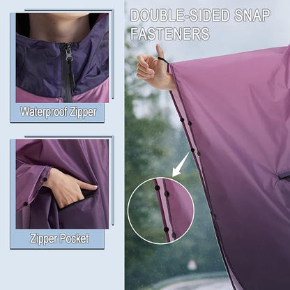 Fashion Hooded Rain Poncho Waterproof Raincoat Jacket with pocket for Women/Men/Adult