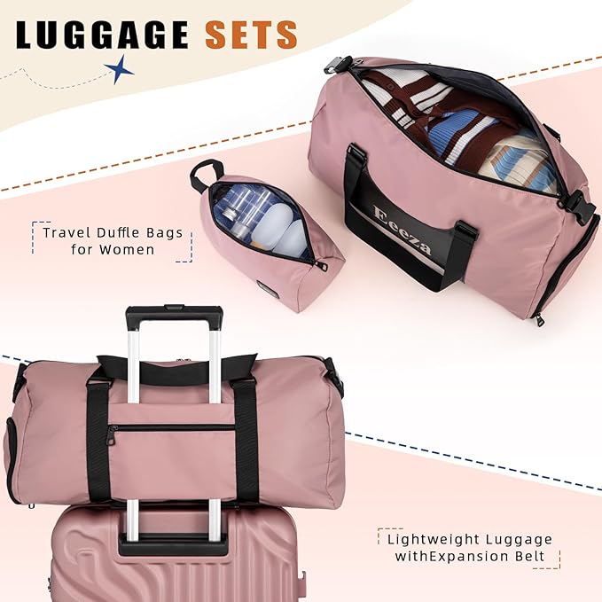 Luggage Sets Suitcase Sets 5 Piece Luggage Sets Suitcase with ABS Hard Shell Lightweight TSA Lock and Double Rotatable Detachable Wheels(RoseGold,20"/24"/28"/DB/TB)