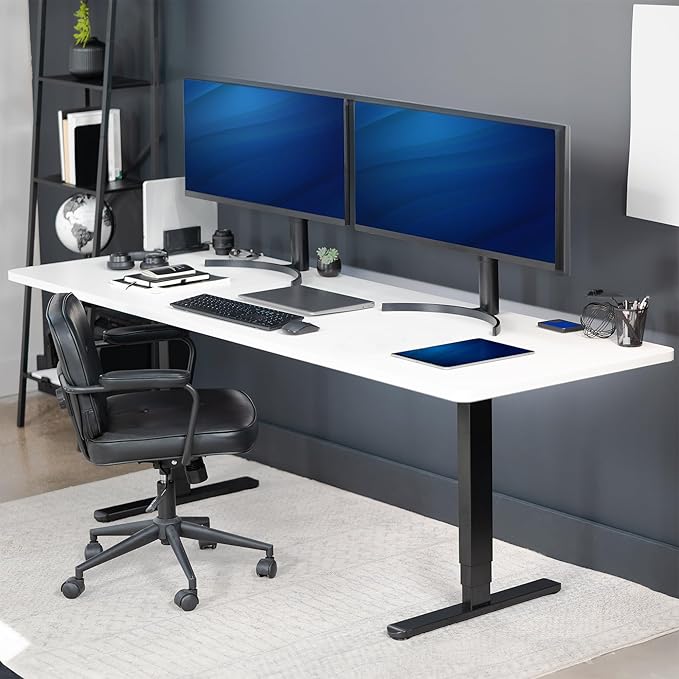 VIVO Electric 83 x 30 in Dual Motor Sit Stand Desk, Memory Height Adjustment, 2B Series, White Top Black Frame, DESK-KIT-2B8W