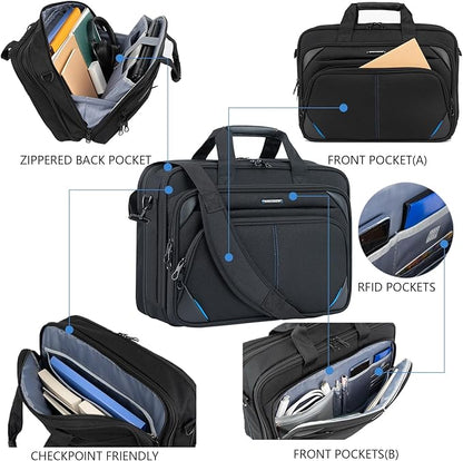 KROSER Laptop Bag 17.3 Inch Premium Laptop Briefcase, Expandable Laptop Shoulder Messenger Bag Durable Computer Case