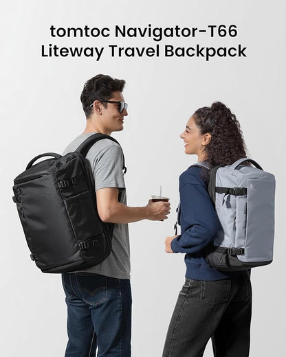 tomtoc Travel Backpack 28L, TSA Friendly Flight Approved Carry-on Luggage, Personal Item Travel Bag, Water-resistant Lightweight Business Rucksack, Durable Bag Fits 16 Inch Laptop