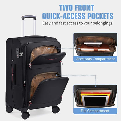 Softside Expandable Luggage with 4 Spinner Wheels, Durable Checked-Luggage Suitcase (Black, 31-Inch)