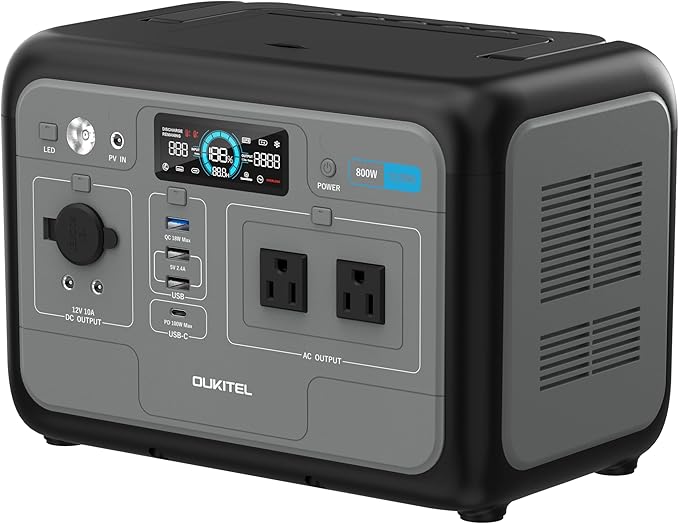 OUKITEL 512Wh Portable Solar Generator, P800 Solar Power Station with 2x800W AC Outlets (1600W Peak), 500W Fast Charging, Emergency Power Station for Home, Camping & RVs