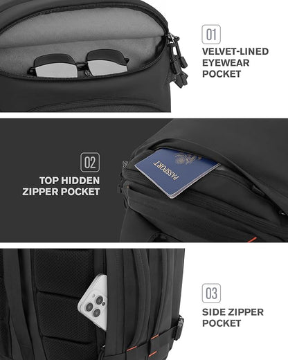 Tolaccea Travel Backpack Carry On 40L, Laptop Backpack with 3 Packing Cubes, Flight Approved Duffel Luggage Bag for Men Women, Water-resistant Large Business Rucksack Daypack, Fits 15.6" Laptop, Black