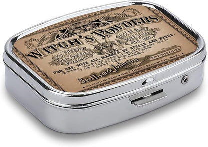 Metal 2 Compartment Pill Organizer Travel Friendly Portable Compact Pill Box Cute Pill Case to Hold Vitamins,Fish Oil,Supplements,Meds,Tablet for Purse,Pocket. (Power)