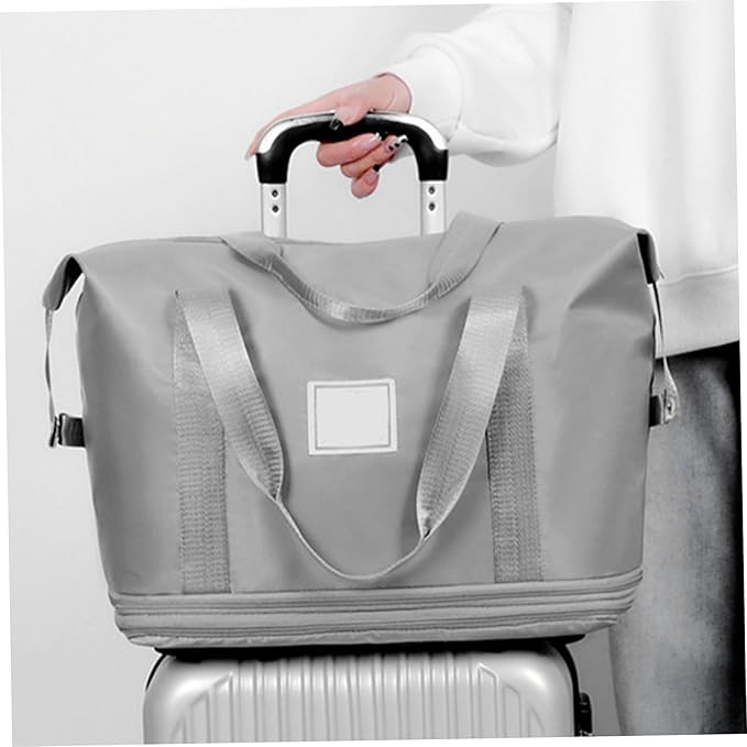 Rolling Duffle Bag with Wheels and Handle, Expandable Foldable Luggage Bag Grey