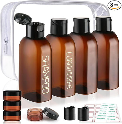 Cosywell Travel Bottles for Toiletries 4PCS 3.4oz/100ml Plastic Squeeze Bottles TSA Approved Travel Size Containers Leakproof Plastic Cream Jars Refillable Cream Lotion(Clear)
