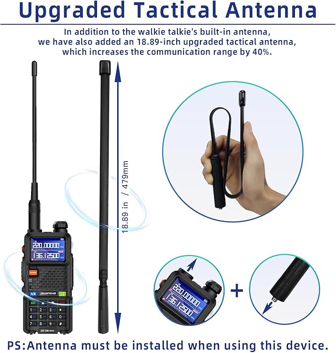 BAOFENG UV-10R MAX Ham Radio Handheld 10W Long Range Tactical NOAA Weather Rechargeable Radios Walkie Talkies with 2500mAh Battery,Type-C Charging for Adults,Survival Gear,Men Birthday Gifts,2 Pack