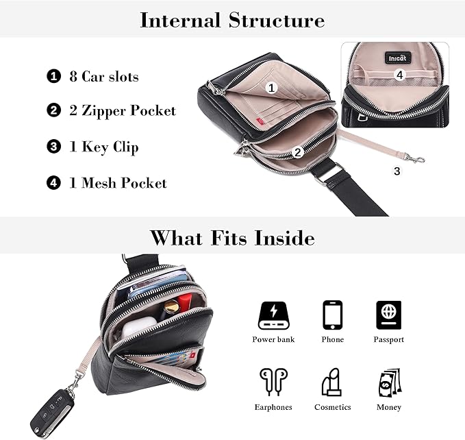 INICAT RFID Blocking Sling Bag,Anti Theft Crossbody Bags for Women,Travel Gifts Cross Body Purses Vegan Leather