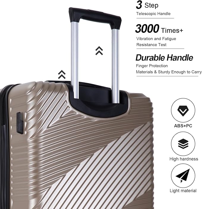 Travelhouse Luggage Sets, Expandable Hardside Suitcases 24in/28in, Carry on 20in,3 Piece Set Travel Luggages Clearance with Double Spinner Wheels TSA Lock Lightweight (GOLD)