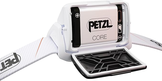 PETZL Tikka CORE Headlamp - Rechargeable, Compact 450 Lumen Light with Red Lighting, for Hiking, Climbing, and Camping - White