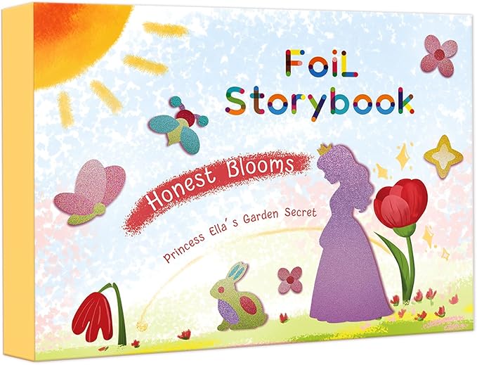 FLUXOJOY Foil Art Craft Book Kits for Kids, Mess -Free Fun Activity Set for Child, DIY Printing Craft Books, Christmas Gifts for Ages 4 5 6 7 8 9 10 11 12 Years, Princess Travel Toys for Boys Girls