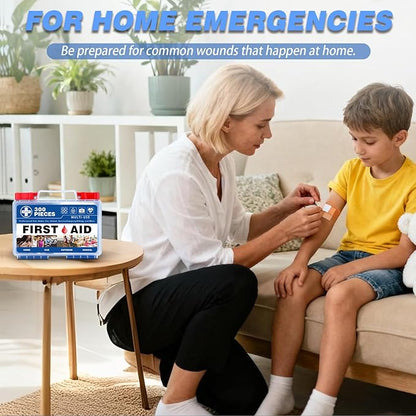 300 Piece Professional First Aid Kit, Multi-Function Portable Medical Kit for Home, Car, Travel, Camping, Worksite, Outdoor, Business & Sports (Navy Blue)