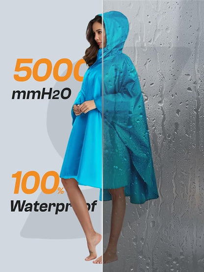SaphiRose Unisex Rain Poncho Waterproof Raincoat Hooded for Adults Women with Pockets