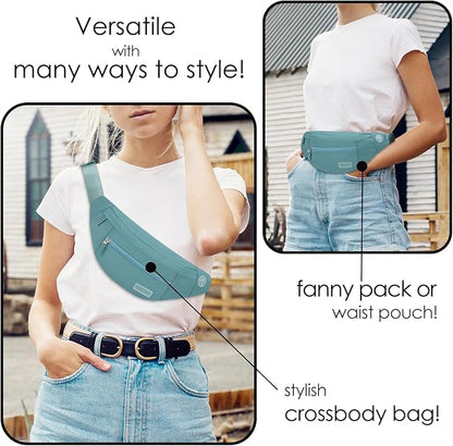 MAXTOP Large Crossbody Fanny Pack with 4-Zipper Pockets,Gifts for Enjoy Sports Festival Workout Traveling Running Casual Hands-Free Wallets Waist Pack Phone Bag Carrying All Phones