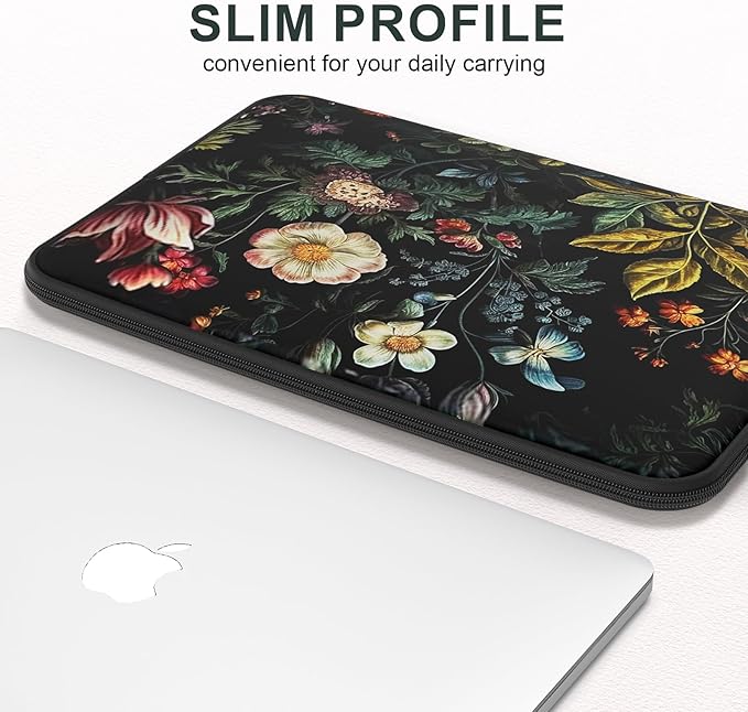 iCasso Laptop Sleeve 13 inch for MacBook Air 13-13.6 inch, Cute Laptop case for MacBook Pro 13 inch, Slim Protective Travel Carrying Case for MacBook Pro 14 inch, Chromebook, HP, Dell, Vintage Floral