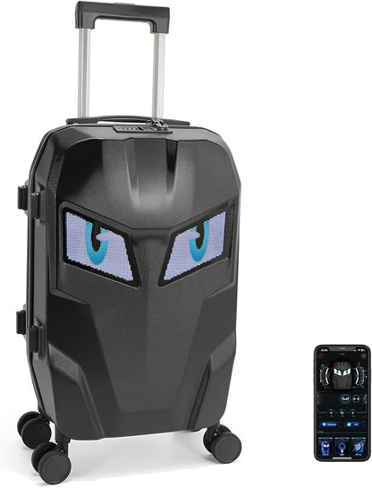 20 inch Smart LED light up Luggage, Airline Approved Hard Shell Suitcases with Wheels, Carry on Luggage Small Rolling Suitcase with Lock, APP-Controlled LED Display