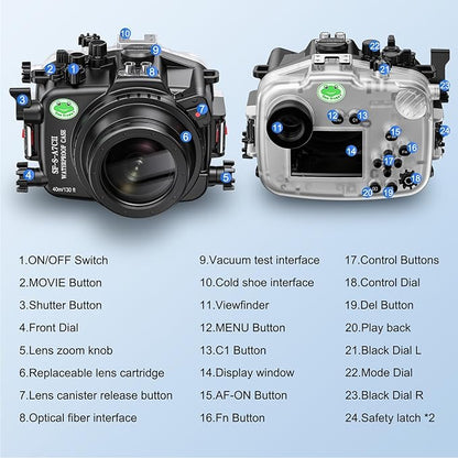 Sea frogs Underwater Camera Case Compatible with Sony A7C-II for FE 28-70mm F3.5-5.6 OSS IPX8 40m/130ft Maximum Diving Depth A7C-2 Waterproof Camera Housing for Diving, Surfing, Rowing A7C II