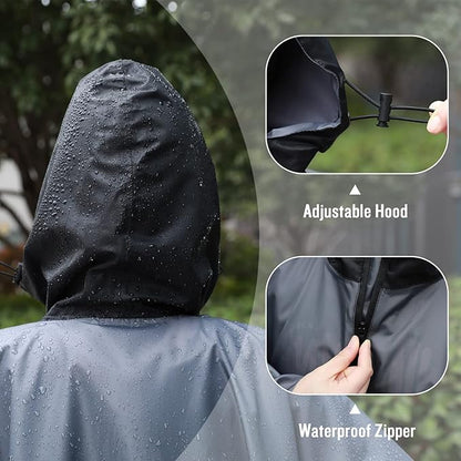 SaphiRose Unisex Rain Poncho Waterproof Raincoat Hooded for Adults Women with Pockets