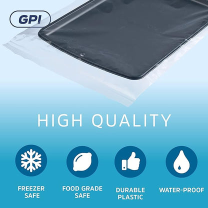 GPI - 2.5 Gallon Extra-large Zip Bags, 13" x 18" Large Reclosable Lock Zip Bags, Clear Plastic Zipper Storage Bags with Zip Top Lock for Freezer, Clothing, Food, Supplies - 200 Count