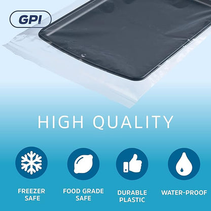 GPI - 2.5 Gallon Extra-large Zip Bags, 13" x 18" Large Reclosable Lock Zip Bags, Clear Plastic Zipper Storage Bags with Zip Top Lock for Freezer, Clothing, Food, Supplies - 500 Count
