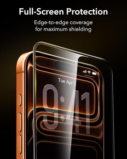 ESR Accessory Glass by Corning™ 3 Pack 9H+ Glass for iPhone 17 Pro Max Screen Protector, with AR Anti-Reflective Technology, Military Grade Shatterproof & Durable with UltraFit Tray