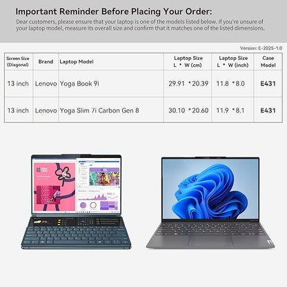 Smatree 13 inch Laptop Sleeve for Lenovo Yoga Book 9i, for Yoga Slim 7i Carbon Gen 8, Protective Laptop Case with Accessory Pocket, YKK Zipper, Patented Shockproof Design (E431)