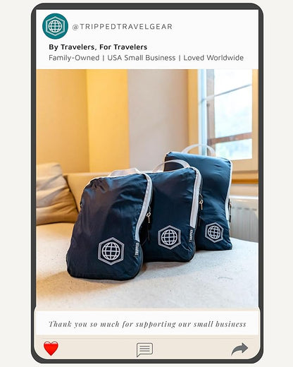 Compression Packing Cubes Set for Travel - Lightweight, Durable Clothes Organizer for Carry-On Luggage and Suitcases by TRIPPED Travel Gear