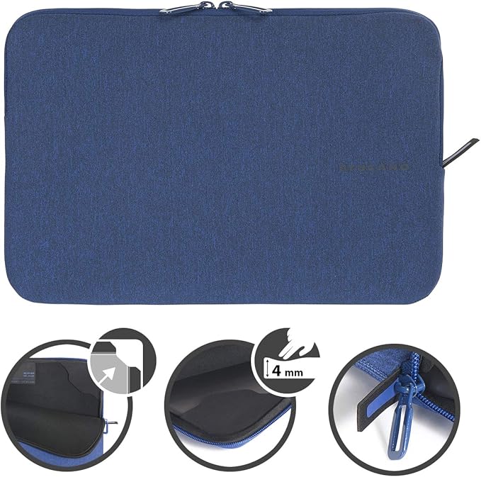 TUCANO Melange Neoprene Sleeve Compatible with MacBook Air/Pro 13" Laptop 12", 4mm Thick, Anti-Slip, Anti-Scratch - Blue