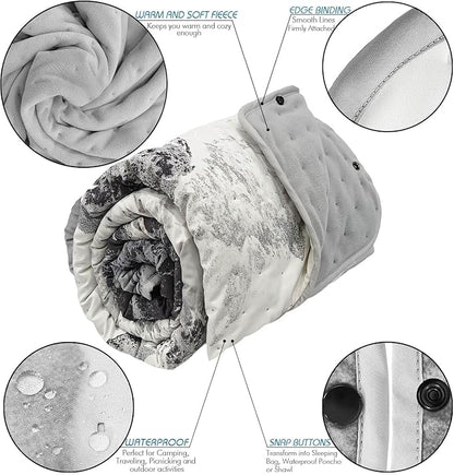 Outdoor Camping Quilt, Warm Thick Blanket with Polar Fleece Packable Down Wearable Camp Blankets with Snap Buttons Soft Puffy Camping Quilt for Cold Weather (Jokul, 76'' x 56'')