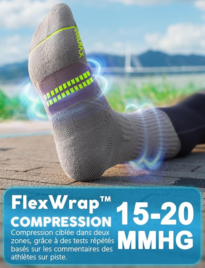 Womens Coolmax Bamboo Viscose Compression Running Crew Socks, Moisture-Wicking Anti-Blister Hiking&Gym Athletic