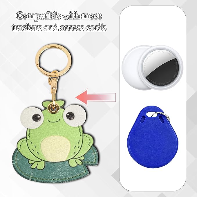 Leather Keychain Case Holder Compatible with Apple AirTag, GPS Airtag Keychain Finder Tracker with Key Ring, Anti-Scratch Protective Air Tag Cover