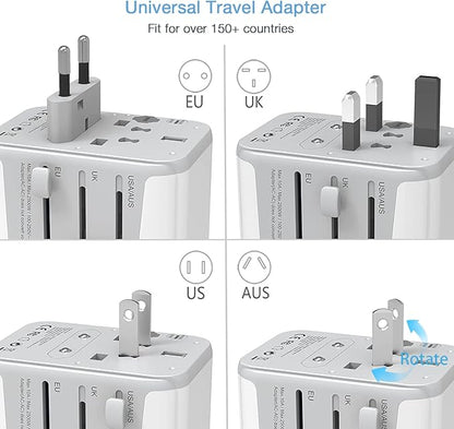 TESSAN Universal Travel Adapter, International Power Adapter with 4 USB Ports (1 USB C), Worldwide Plug Adaptor Wall Charger for USA to Europe UK France Germany Spain Ireland Australia(Type C/G/A/I)