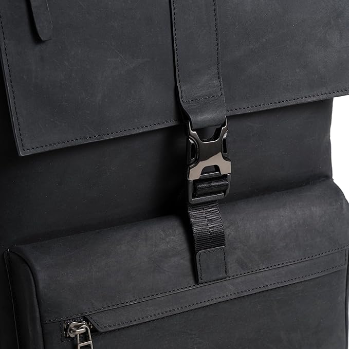 Leather Backpack for Men & Women, Classic Black - Handcrafted Top Grain Leather vintage backpack with 17-Inch Laptop Sleeve - Lightweight, Stylish & Durable for Business, Travel, Work & Everyday Use